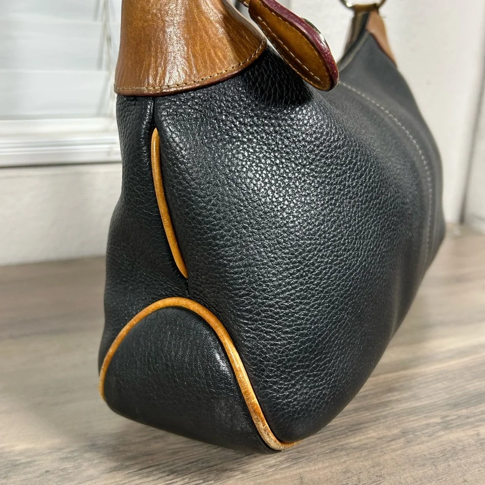 Vintage Dooney & Bourke Black Pebbled All Weather Leather Hobo Shoulder Handbag - Picture 5 of 14